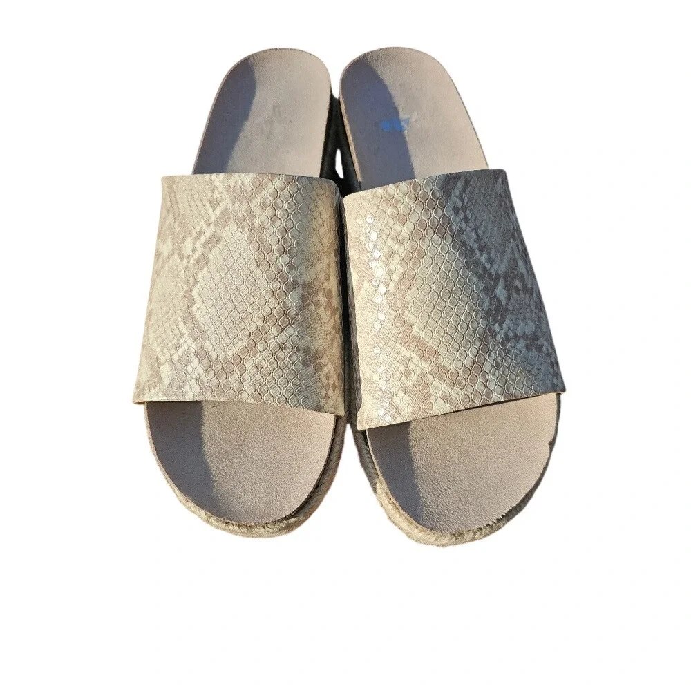 Dolce Vita Women's Neutral Color Snake Print Slide Espadrille Sandals Size 9
